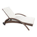 White lounge chair with brown wicker frame on a white background