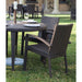 Outdoor dining set with chairs and table on grass
