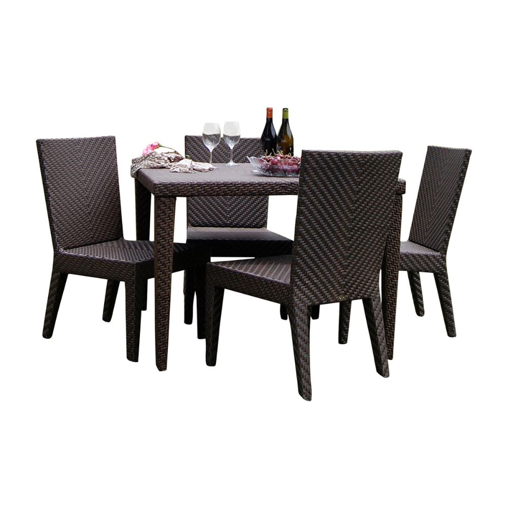 Wicker dining set with table and chairs on a white background