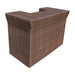 Brown woven outdoor ottoman on a white background