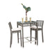 Outdoor dining set with a table and two chairs on a white background