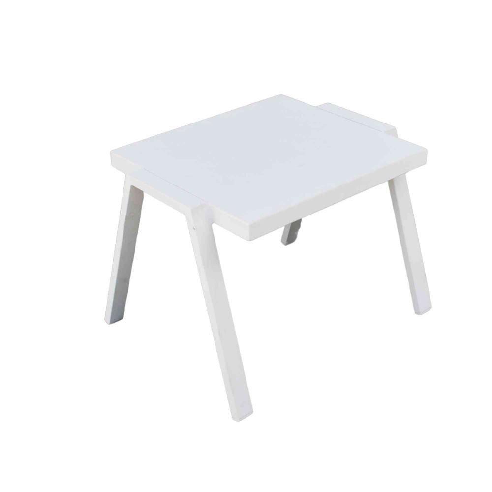 White side table on a white background