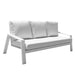 White outdoor sofa with cushions on a white background