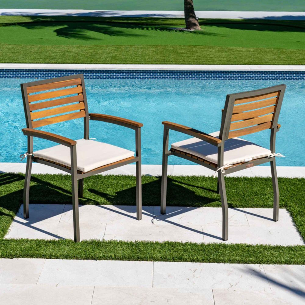 Panama Jack Boca Grande Stackable Dining Armchairs with Cushion (Set of 2)