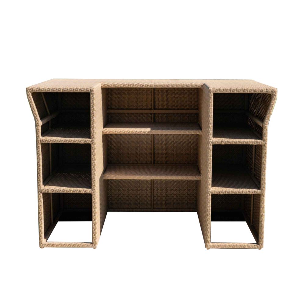 Cardboard furniture with wicker texture on a white background