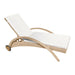White lounge chair with woven armrests on a white background