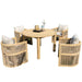 Rattan outdoor furniture set with a round table and chairs on a white background