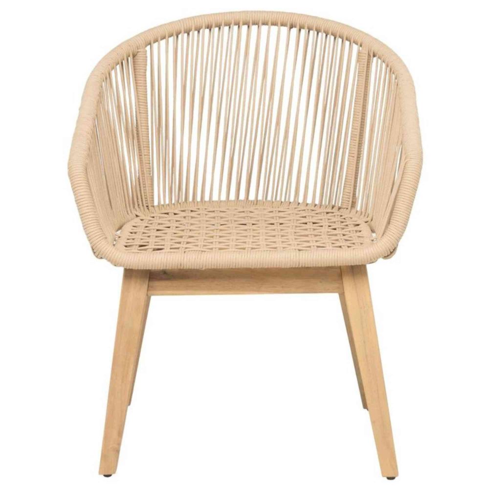 Wicker chair with wooden legs on a white background