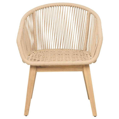 Wicker chair with wooden legs on a white background