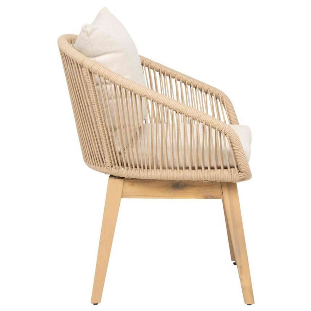 Wicker chair with wooden legs on a white background