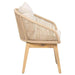 Wicker chair with wooden legs on a white background