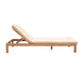 Beige sun lounger with wooden frame on a white background