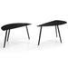 Two black side tables on a white background