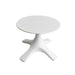 White round stool with textured top on a white background
