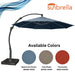 Sunbrella patio umbrella with color options on a white background