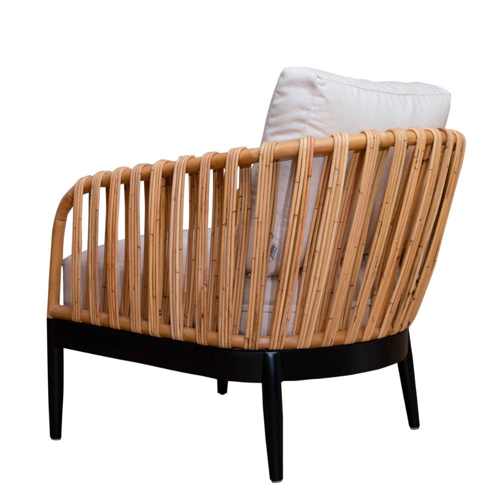 Wooden crib with black base and white mattress on a white background