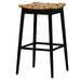 Bar stool with woven seat on a white background