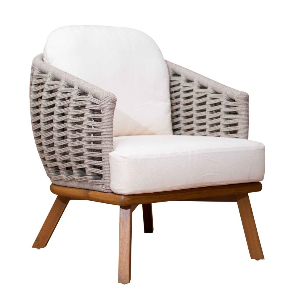 Chair with wicker backrest and wooden legs on a white background
