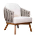 Chair with wicker backrest and wooden legs on a white background