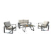 Outdoor furniture set with chairs and a table on a white background