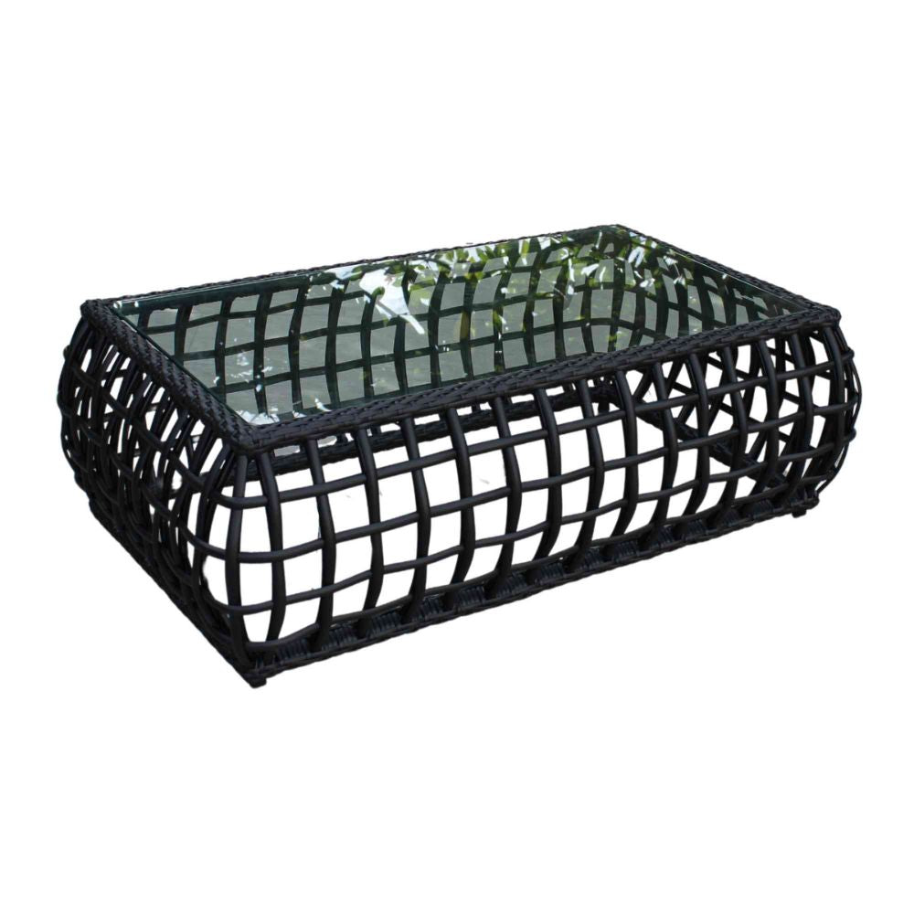 Black wire fruit catcher with clear plastic top on a white background