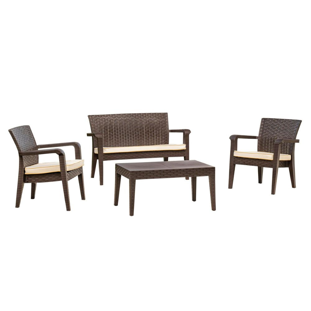 Alaska 4-Piece Seating Set with Cushions-Brown