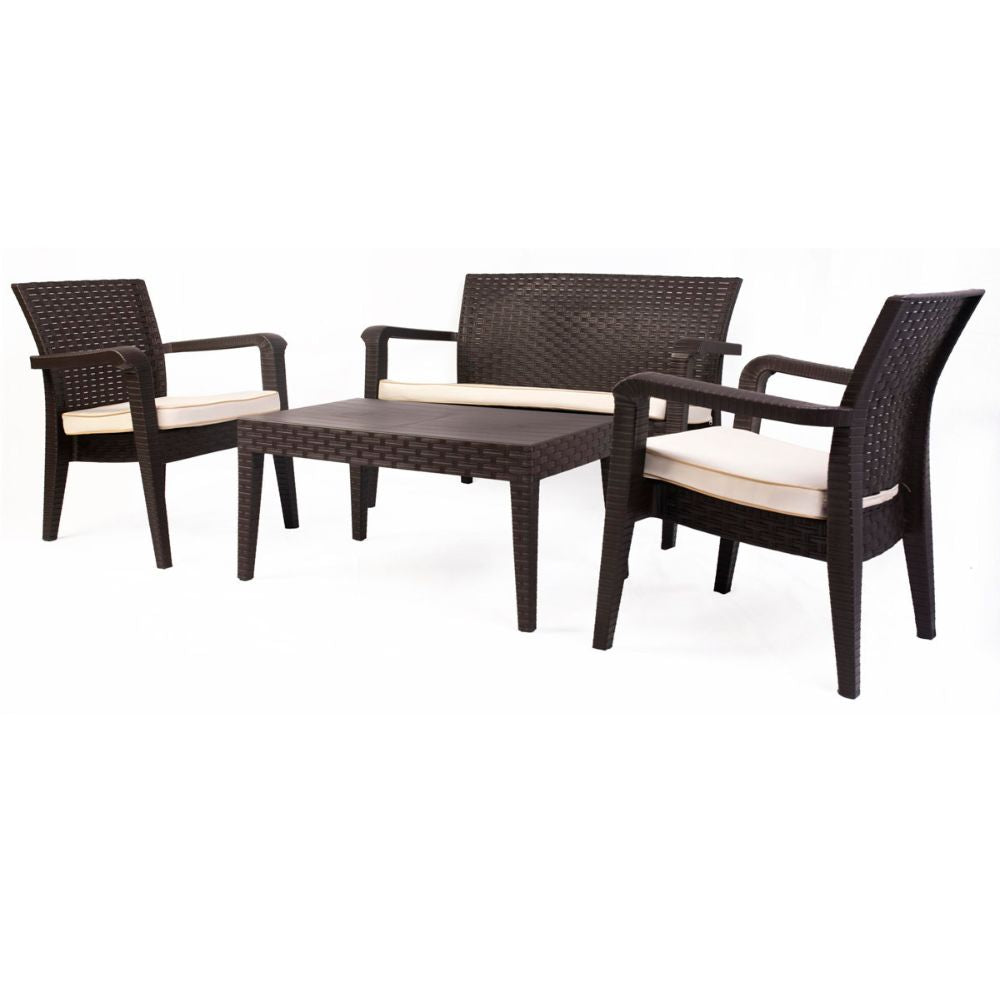 Alaska 4-Piece Seating Set with Cushions-Brown