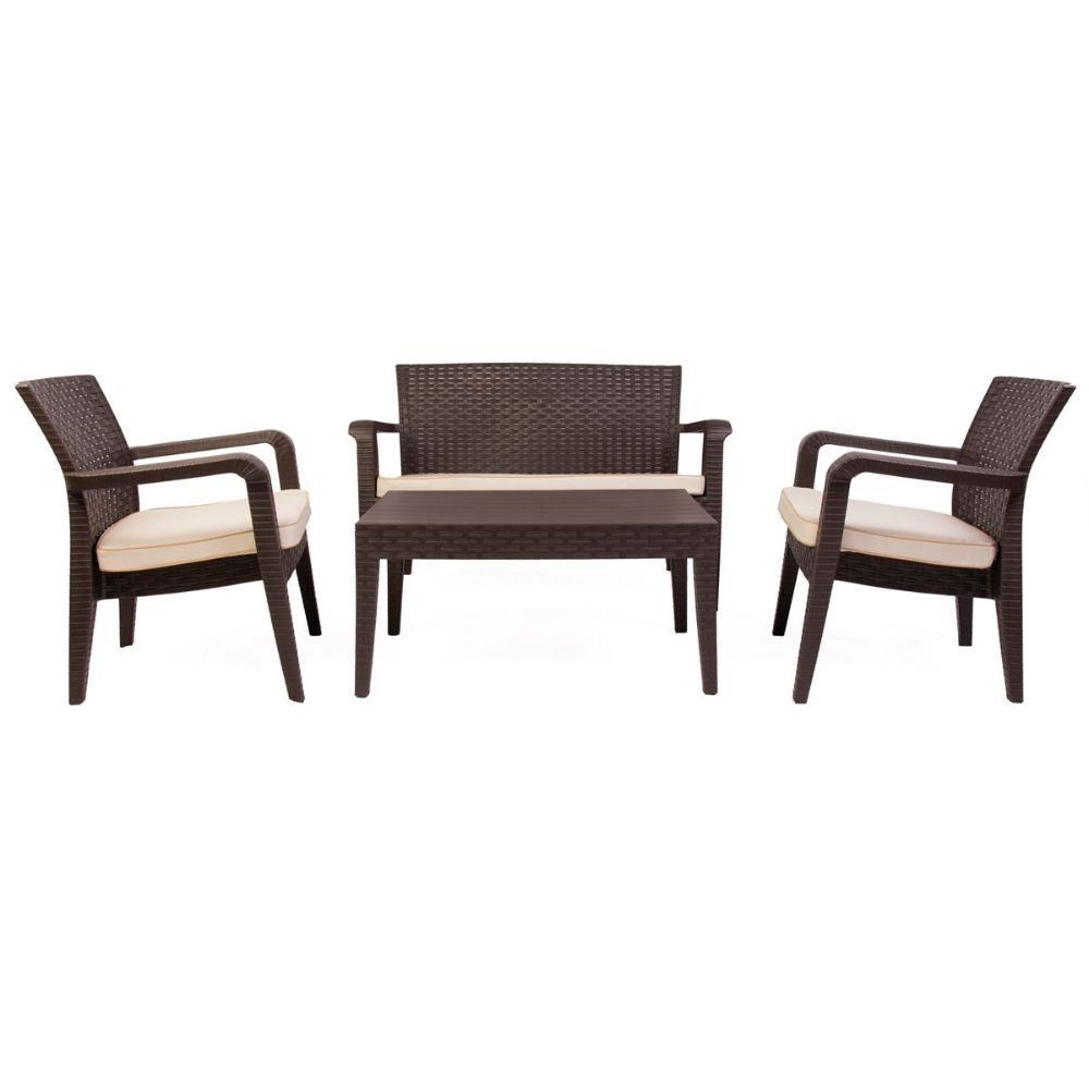 Alaska 4-Piece Seating Set with Cushions-Brown