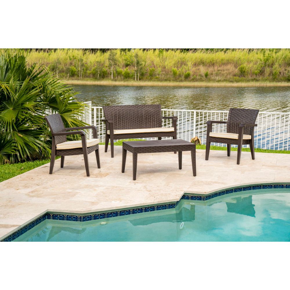 Alaska 4-Piece Seating Set with Cushions-Brown