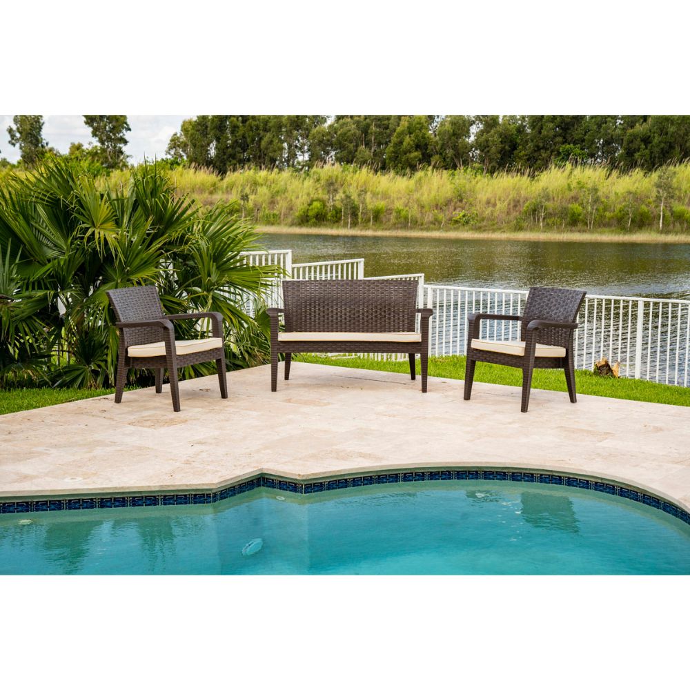 Alaska 4-Piece Seating Set with Cushions-Brown