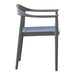 Gray chair with woven seat on a white background