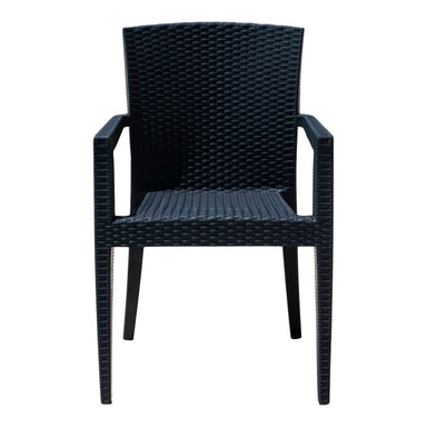 Black wicker chair on a white background