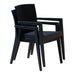 Two black woven chairs on a white background
