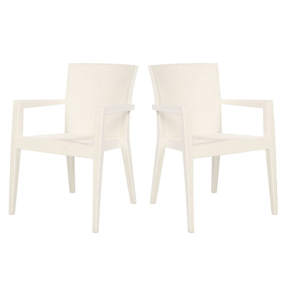 Two white chairs on a white background