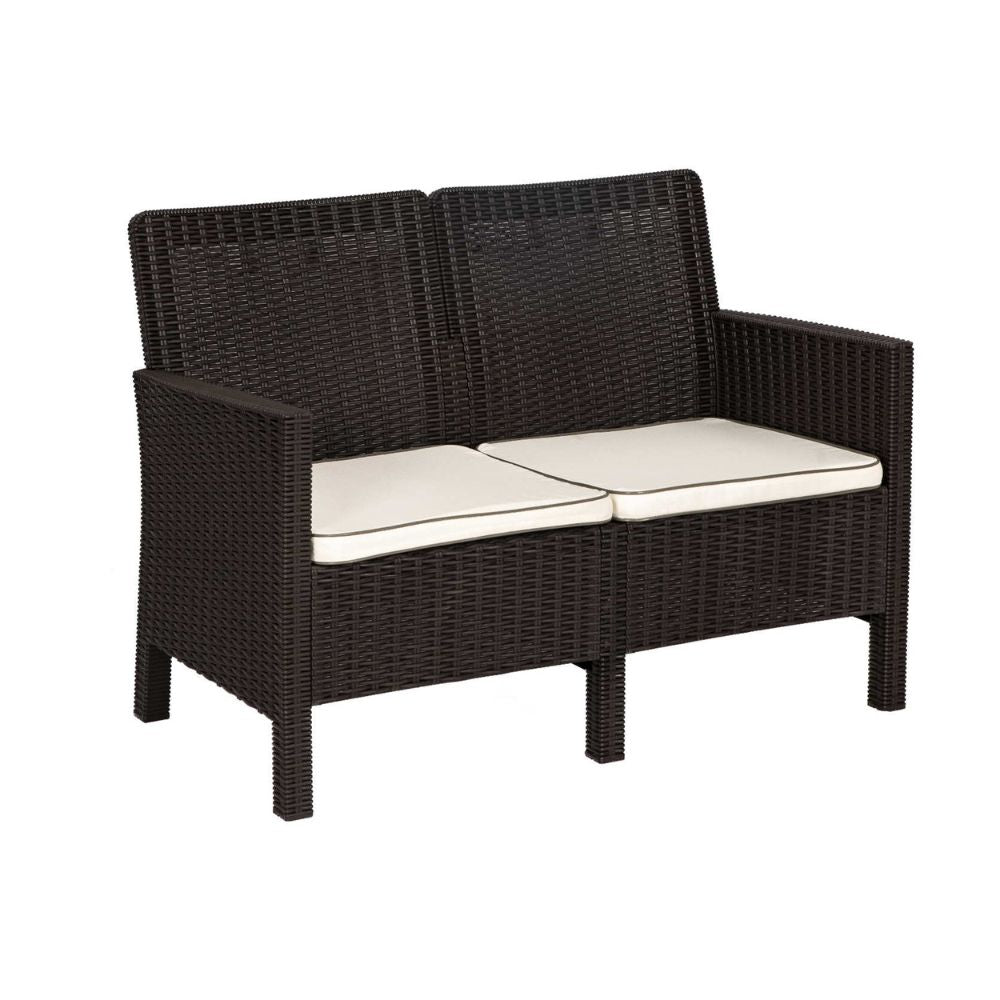 Nova 4-Piece Settee Set with Loveseat and Cushions-Brown