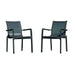 Two dark gray chairs on a white background