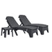 Two black wicker lounge chairs with cushions on a white background