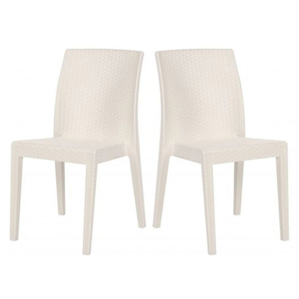 Two white chairs on a white background